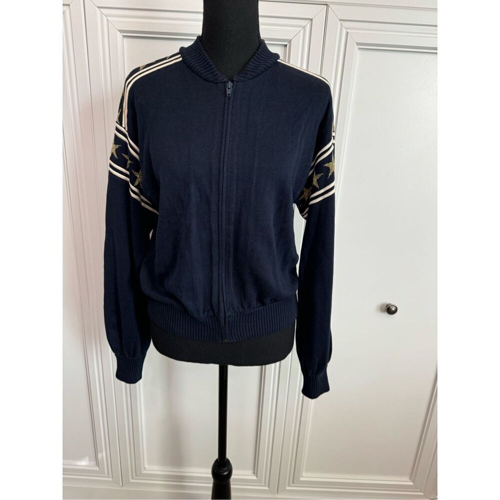 St. John Navy Sweater Cardigan Size Medium